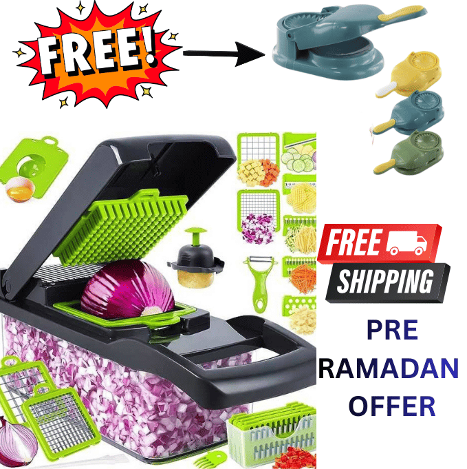🌙 RAMZAN OFFER 15 RAMZAN se pehle order karein aur hasil karein USEFUL GIFT bilkul MUFT! 🎁  🚚 Free Delivery + Pehle Parcel Check Karein Vegetable Cutter Chopper and Slicer + GIFT SAMOSA MAKER