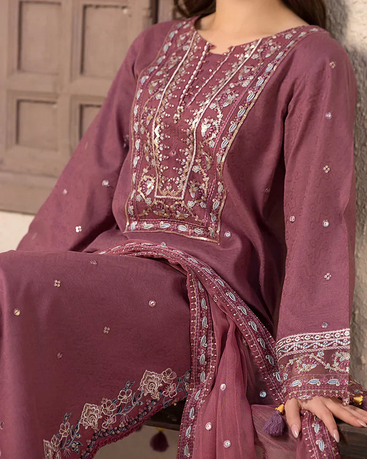 Lawn-3PC Embroidered Shirt with Chiffon Embroidered Dupatta- 5064